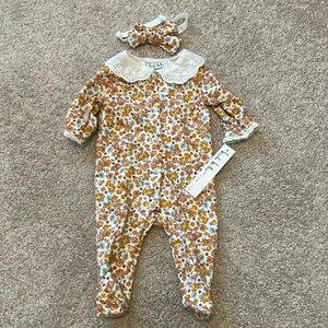 NWT Nicole Miller 2pc Footie Set 0-3 months